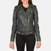 Women’s Alison Green Leather Biker Jacket