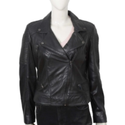 Women’s Asymmetrical Biker Black Leather Jacket