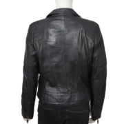 Women’s Asymmetrical Biker Black Leather Jacket - Image 2