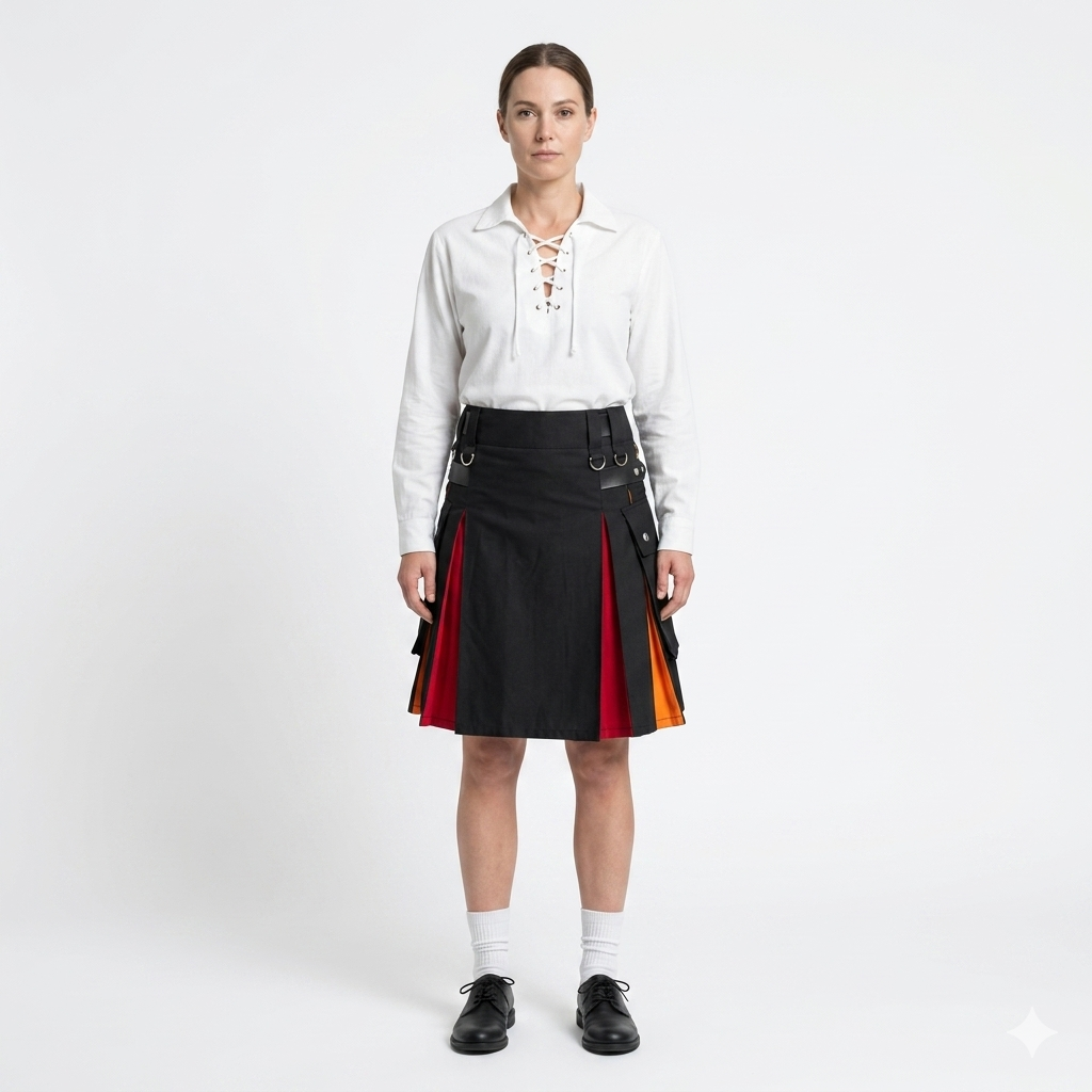 Women's Black Rainbow Utility Kilt Women's Black Rainbow Utility Kilt - Image 1