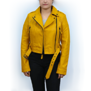 Women’s Bright Yellow Genuine Leather Jacket