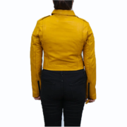 Women’s Bright Yellow Genuine Leather Jacket - Image 2