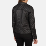 Women’s Carolyn Quilted Black Biker Jacket - Image 2