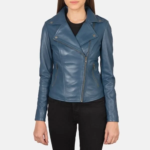 Women’s Flashback Blue Leather Biker Jacket
