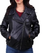 Women’s Promo Motorcycle Asymmetrical Zip Leather Jacket