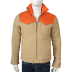 Yellowstone Orange Patch Leather Jacket for Men