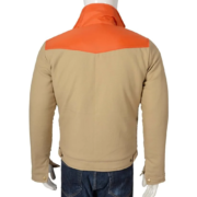 Yellowstone Orange Patch Leather Jacket for Men - Image 2
