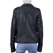 Zippers Leather Jacket for Women with Quilted Sleeves - Image 2