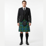 Modern Black Argyll Tweed Outfit with Gun Ancient Tartan Kilt