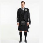 Black Agyll Kilt Outfit With Black Watch Tartan Kilt
