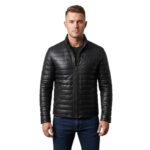 Greyish Original Thinsulate Filling Puffer Leather Jacket For Men