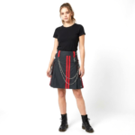 Women’s Black and Red Hybrid Short Kilt with Chains