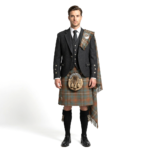 Black Argyll Kilt Outfit With Frasher Weathered Tartan Kilt