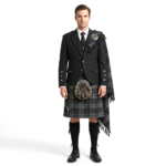 Black Argyll Kilt Outfit With Gray Watch Tartan Kilt