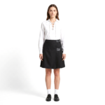 Modern Black Short Kilt with Leather Straps