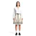 Pleated White Mini Gothic Kilt with Black Straps