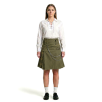 Women's Olive Green Gothic Kilt with Leather Straps