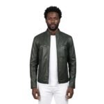 Men’s Lavendard Green Leather Biker Jacket