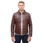 Mens Cyrus Brown Leather Jacket