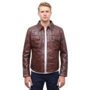 Mens Cyrus Brown Leather Jacket