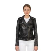 Women’s Alison Black Leather Biker Jacket