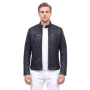 Black Quilted Shoulder Distressed Leather Jacket