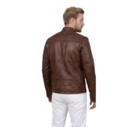 Dark Brown Waxed Leather Jacket For Men - Image 2