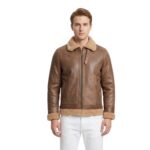 Toffee Brown B3 Bomber Shearling Leather Jacket