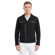 Black Suede Biker Leather Jacket for Men
