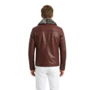 Evan Hart Fur Brown Leather Jacket - Image 2