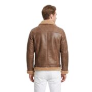 Toffee Brown B3 Bomber Shearling Leather Jacket - Image 2