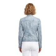 Ice Blue Zippers Leather Jacket For Women - Image 2