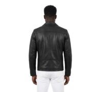 Quilted Shoulder Biker Waxed Leather Jacket - Image 2