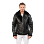 Francis B-3 Black Leather Bomber Jacket