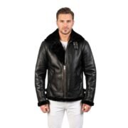 Francis B-3 Black Leather Bomber Jacket