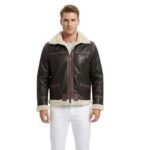 Bomber Shearling Jacket B3 With Reddish Brown Stripes