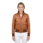 Flap Pockets Rust Color Real Leather Jacket