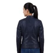 Long Sleeves And Quilted Black Leather Jacket For Women - Image 2