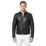 Black Fully Diamond Quilted Leather Jacket