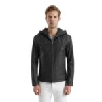 Spratt Black Hooded Leather Jacket
