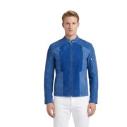 High Quality Blue Suede Leather Jacket