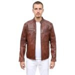 Cafe Racer Brown Leather Jacket
