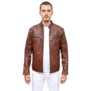 Cafe Racer Brown Leather Jacket