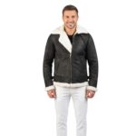 Francis B-3 Distressed Black Leather Bomber Jacket