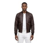 Men’s Brown Aviator Bomber Leather Jacket