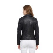 Zippers Leather Jacket for Women with Quilted Sleeves - Image 2