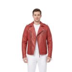 Red Leather Motorcycle Jacket For Men
