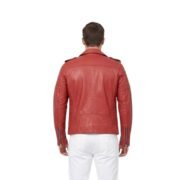 Red Leather Motorcycle Jacket For Men - Image 2