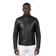 Real Leather Black Plain Jacket For Men