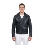 Men’s Classic Black Leather Biker Jacket